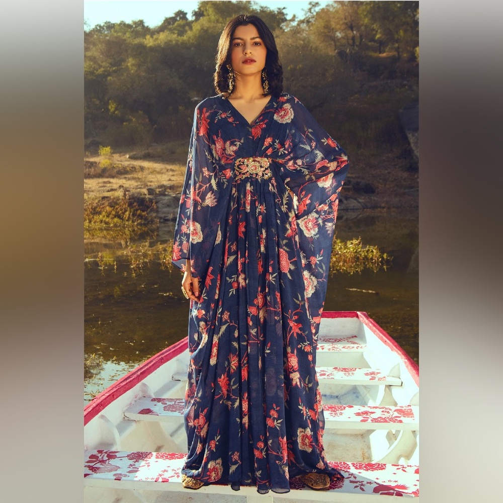Paulmi & Harsh Printed Georgette Kaftan – Brand New